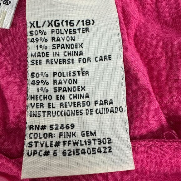 White Stag Womens Pink Button-Front Crinkle Blouse XL Polyester/Rayon/Spandex - Picture 5 of 6